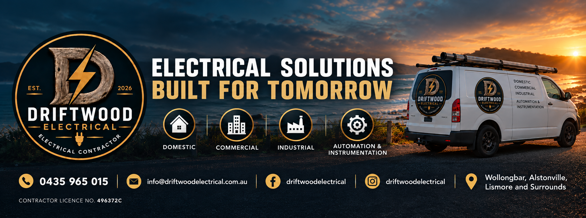 Driftwood Electrical services and contact banner
